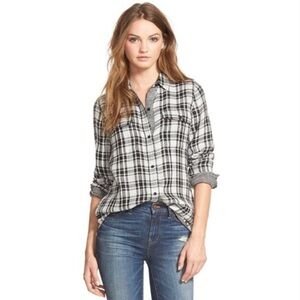 Madewell XS Black White Plaid Kemp Ex-Boyfriend Button Down Shirt Cotton